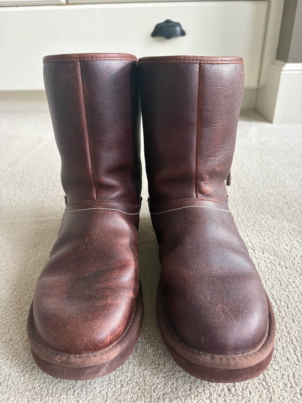 UGG Chestnut Brown Suede Shearling-Lined Lace Boots